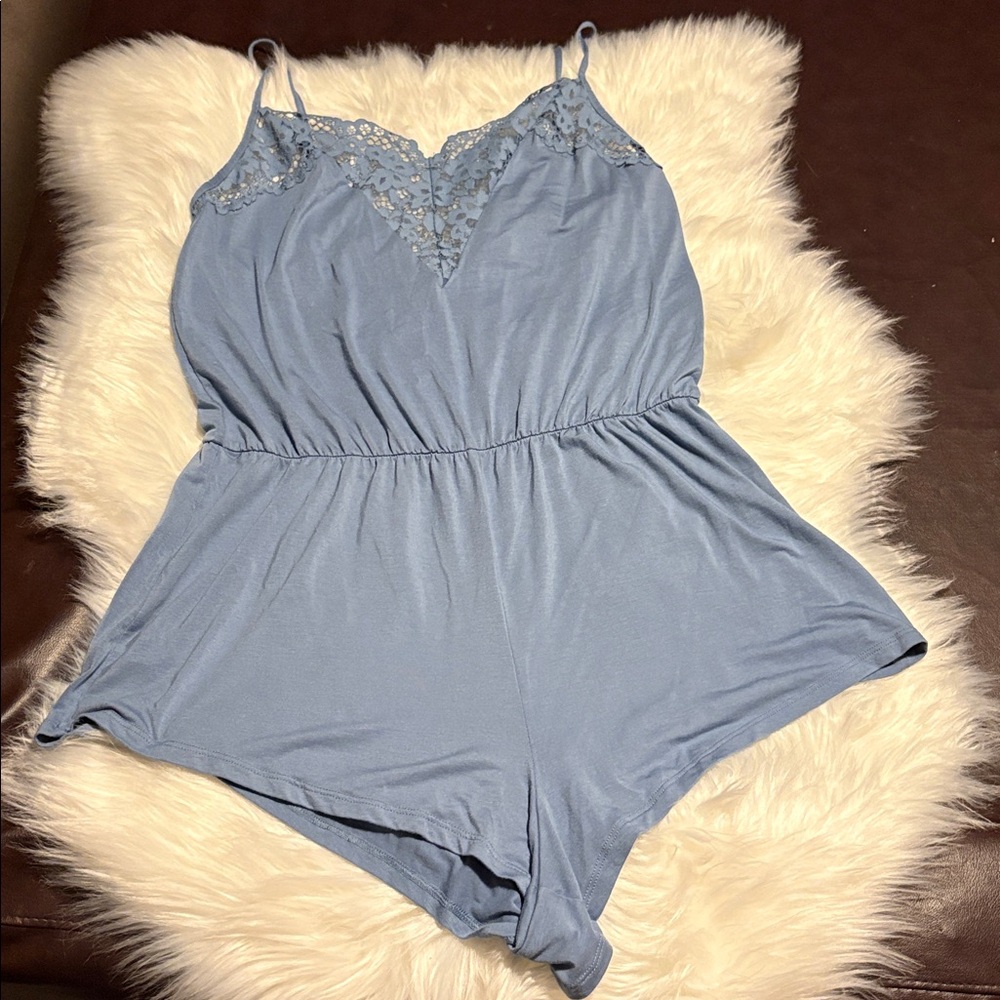 Victoria’s Secret blue grey romper soft modal dream angels size L large - Picture 3 of 5